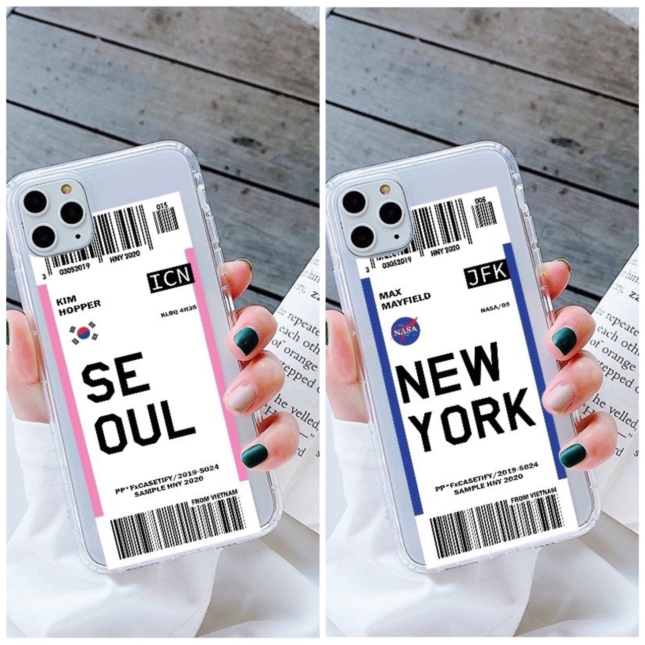 Ốp lưng ticket newyork, seoul cho iphone 7plus/8plus, x/xs, 11