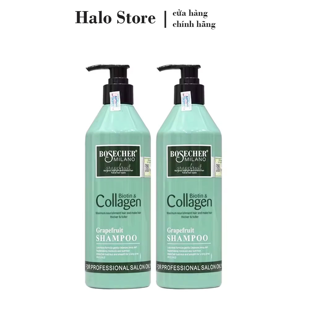 Bộ Dầu Gội Xả Biotin Bosecher 500MLx2 Phục Hồi Tóc Mềm Mượt, Chống Rụng, Kiềm Dầu - Dầu Gội Xả Lưu Hương 48h