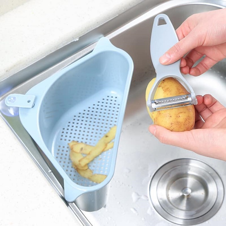 PHỄU LỌC RÁC THÔNG MINH - KỆ GÓC TAM GIÁC GẮN BỒN RỬA BÁT