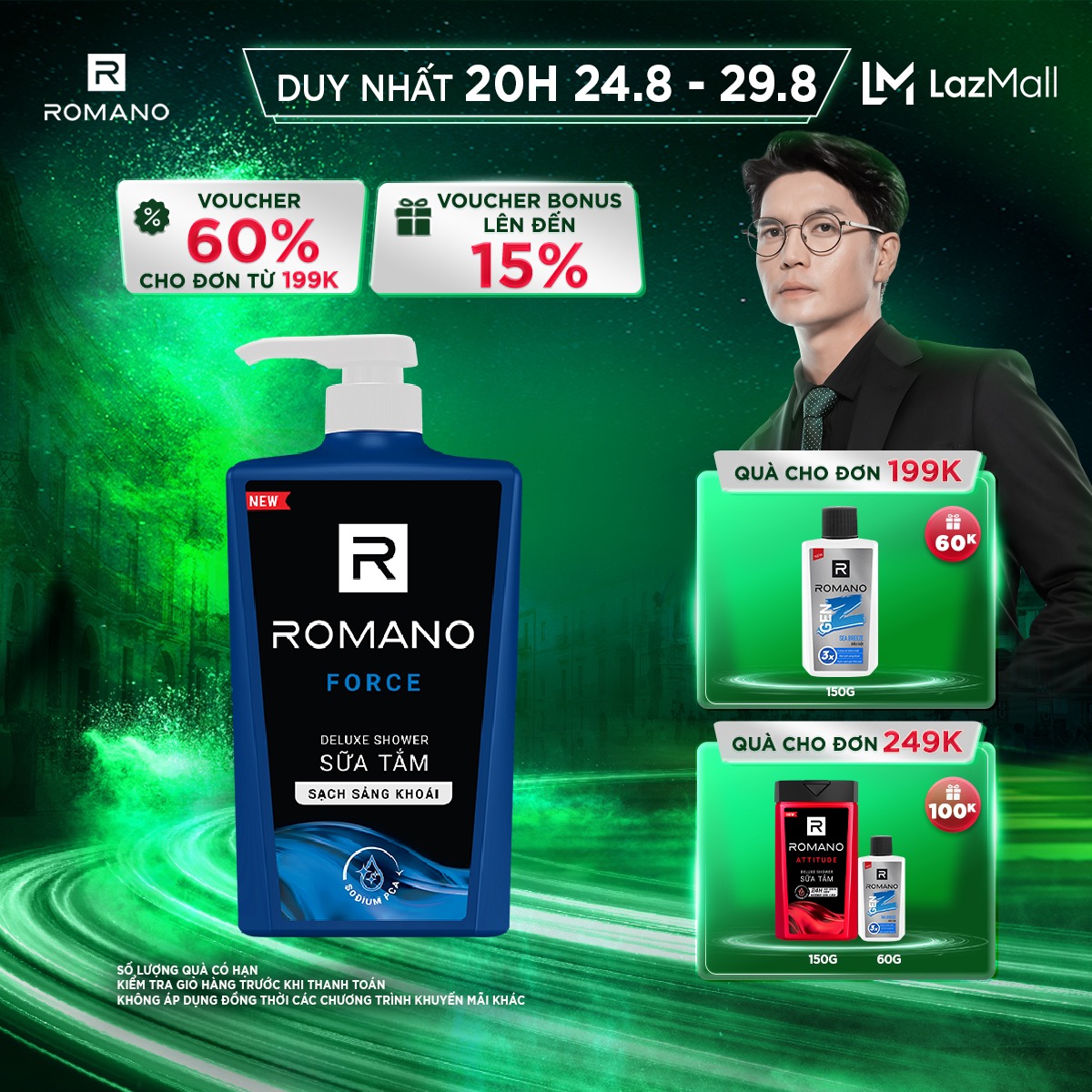 Dầu gội hương nước hoa Romano Force 650g