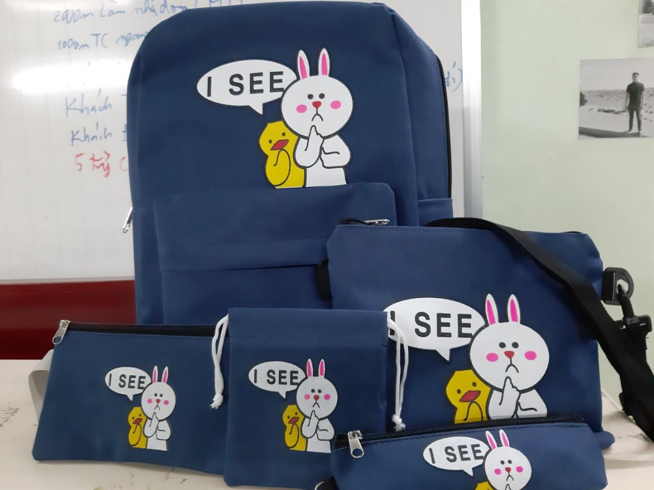 Balo học sinh nguyên set 5 món hình thỏ vịt ISEE