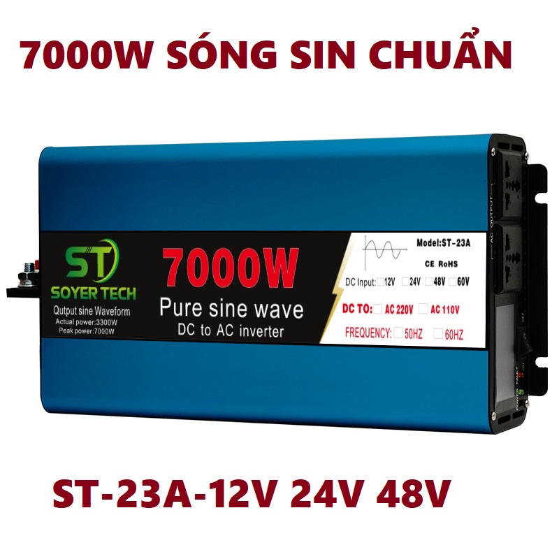 Bộ chuyển đổi điện sin chuẩn 7000w-bộ đổi nguồn 12v/24v/48v sang 220v sin chuẩn 7000w-mã st23a-7000w-soyer tech