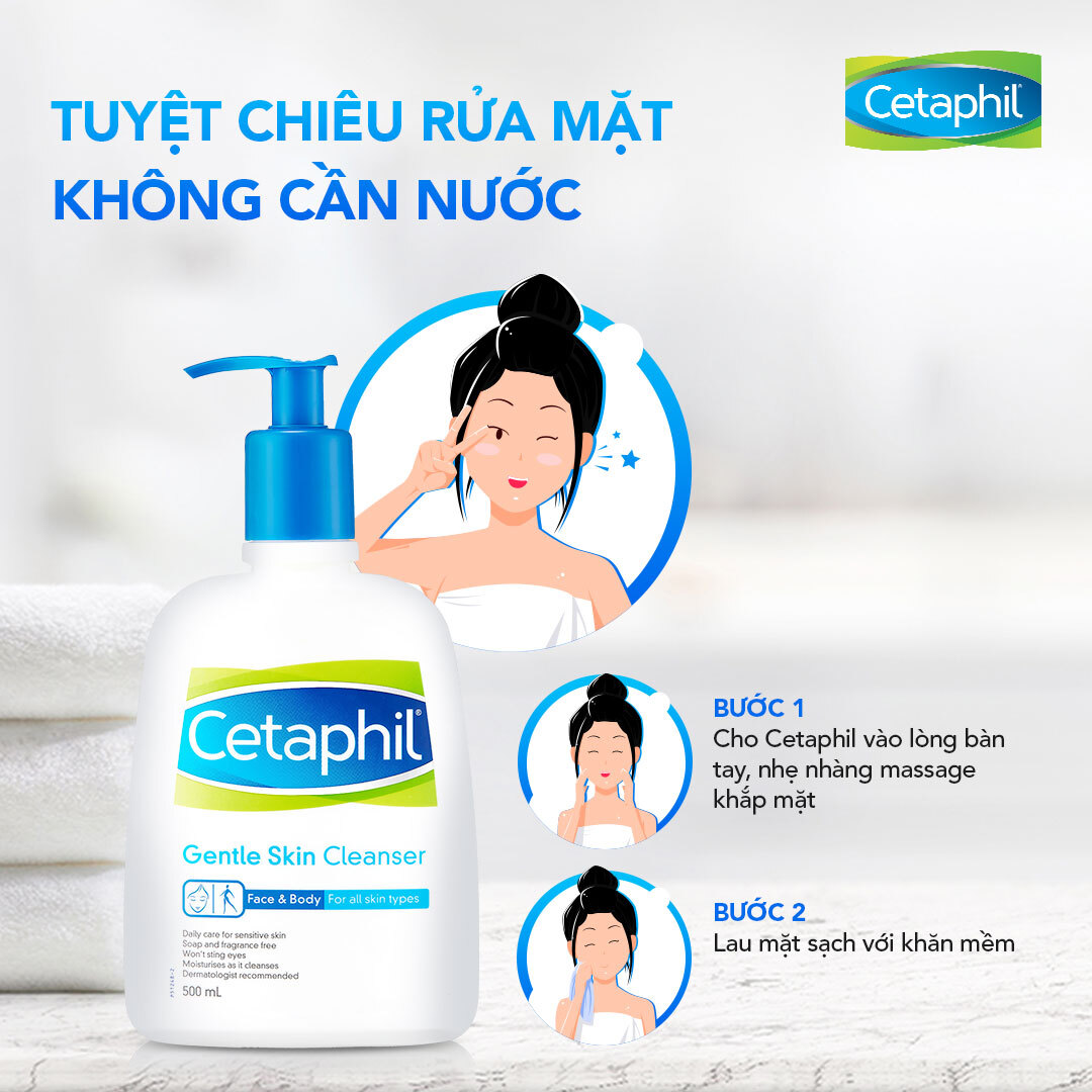 Sữa Rửa Mặt Cetaphil Gentle Skin Cleanser 500ml - Dịu nhẹ cho da - Không gây kích ứng