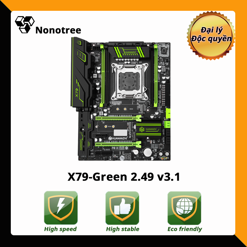 Mainboard HUANANZHI X79 2.49 luxury LGA2011, hỗ trợ DDR3 non-ECC ram, M.2, Nonotree, bảo hành 3 năm,Tốt hơn i7,đa nhiệm