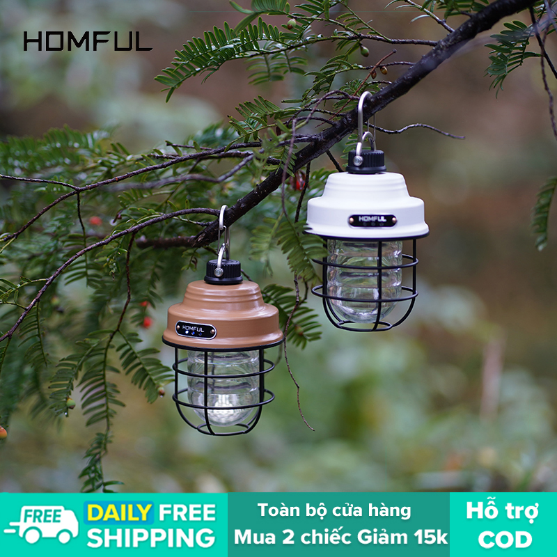 Homful đèn led ngoài trời đèn cắm trại retro đèn chiếu sáng usb cắm trại đèn chiếu sáng di động đèn di động mini ot0047