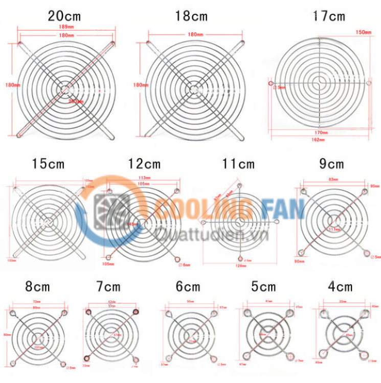 [HCM]LƯỚI KIM LOẠI LƯỚI BẢO VỆ QUẠT MÁY TÍNH KÍCH THƯỚC 12CM