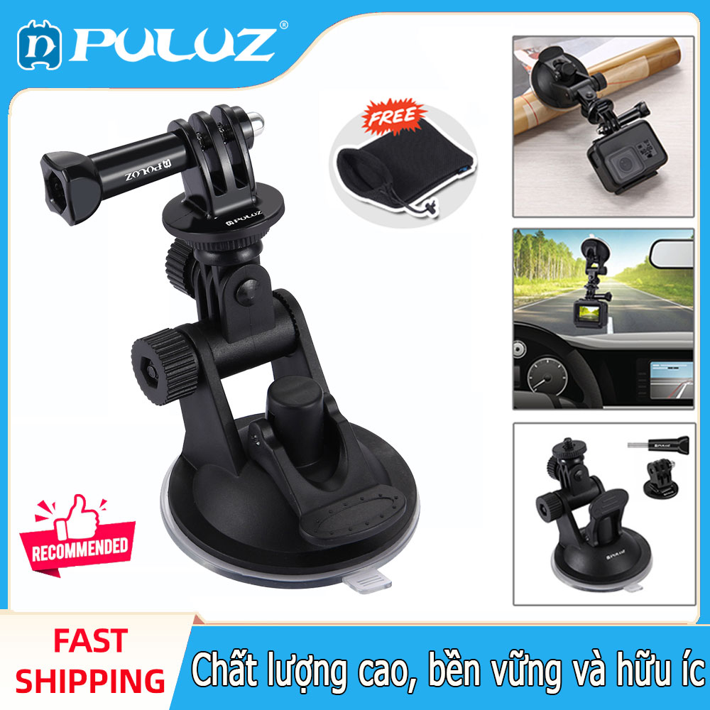 [Túi Đựng Miễn Phí] PULUZ Giá Gắn Cốc Hút Trên Xe Hơi Có Ốc Vít Giá Đỡ Ba Chân Cho Gopro HERO10 GoPro 9 8 NEW HERO 7 6 5 4 3 + 3 2 1 DJI Osmo Action Xiaoyi Camera Hành Động