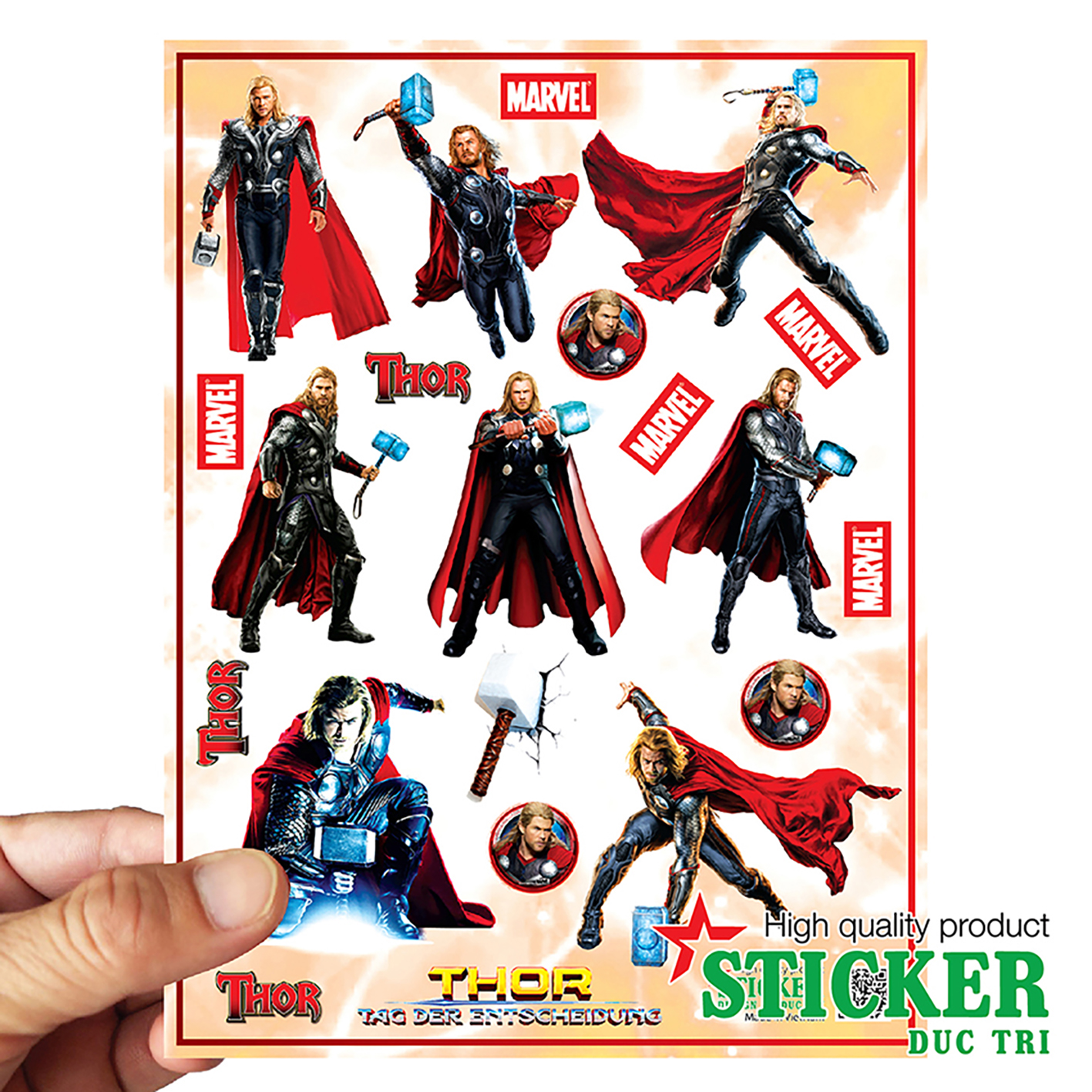 [HCM]Bộ Sticker THOR Miếng dán được cắt sẳn có màng bảo vệ chống nước chống trầy. Dùng dán trang trí lên điện thoại nón bảo hiểm xe hơi laptop