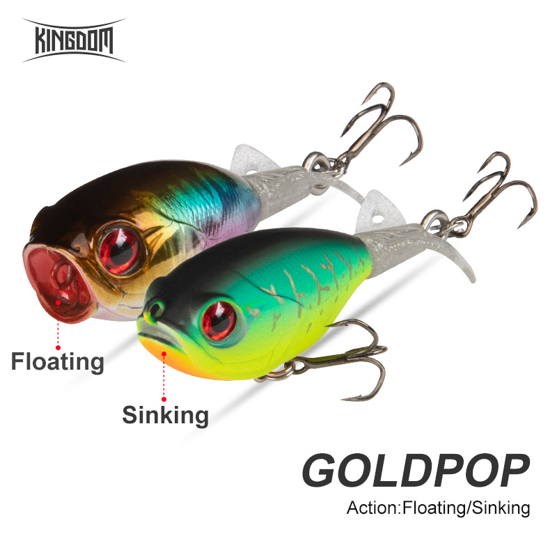 Mồi Câu Cá GOLDPOP Popper Nổi & Bút Chì Chìm 35Mm Mồi Cứng, Đuôi Xoay Mềm Trên Mặt Nước Máy Cày Wobblers