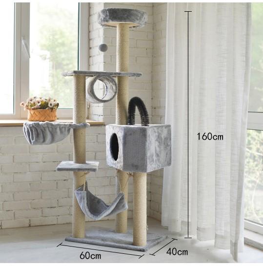 HCM  - Trụ mèo cỡ lớn 1,6m - 4 tầng kèm võng - nhà mèo màu ngẫu nhiên ( 4711413) trụ cho mèo chơi đa chức năng /cat tree-HP10941TC