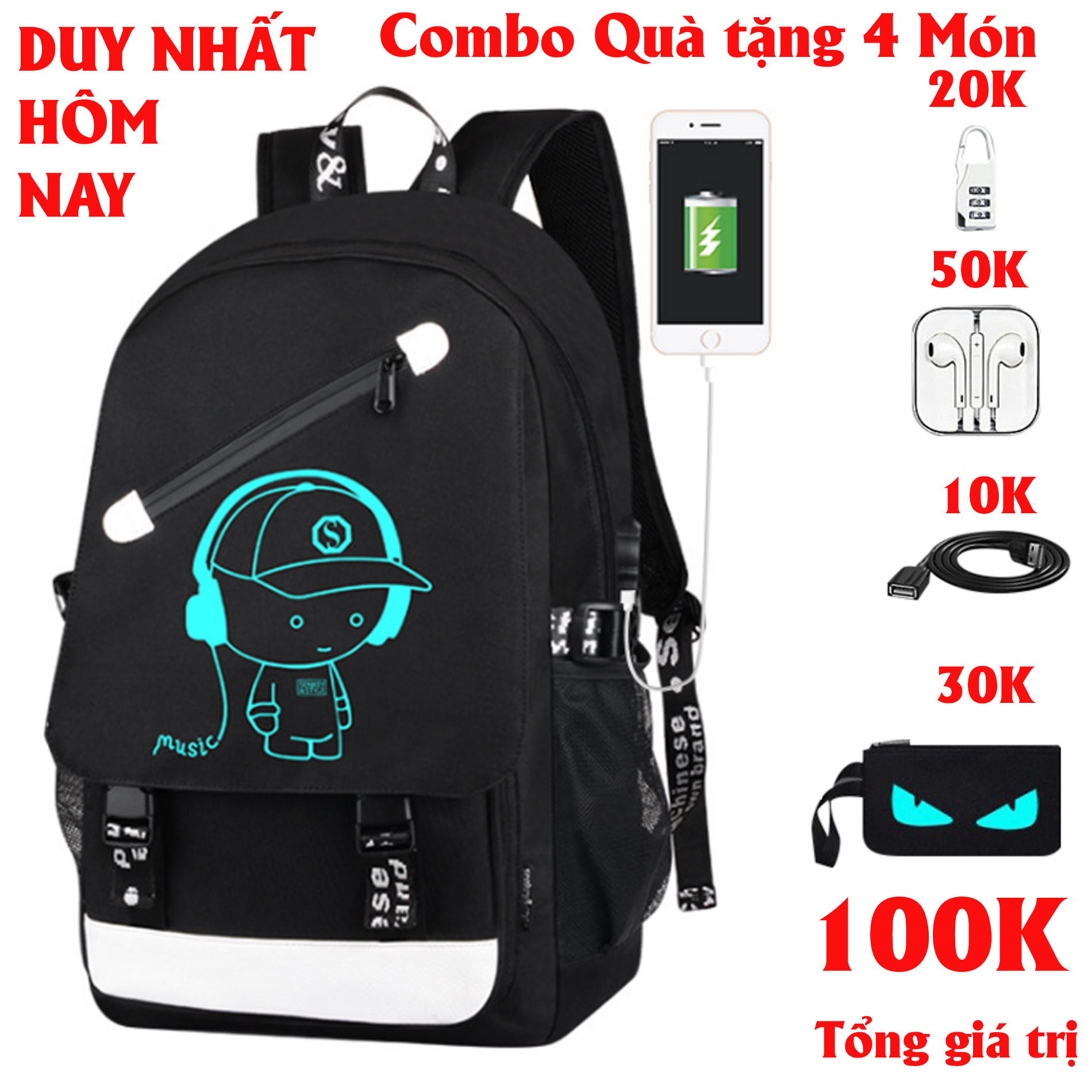 Balo nam nữ đi học dạ quang phát sáng HÓT 2024, Balo học sinh nam nữ thời trang Hàn Quốc, cặp học sinh đi học Ohazo!  TẶNG ( Móc khóa Ohazo + Tai Nghe +khóa chống trộm+cáp sạc USB)