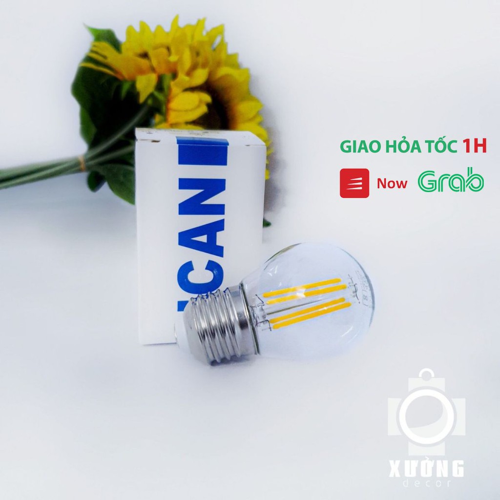 Đèn led tròn edison giả sợi đốt g45, đuôi e27, 4w