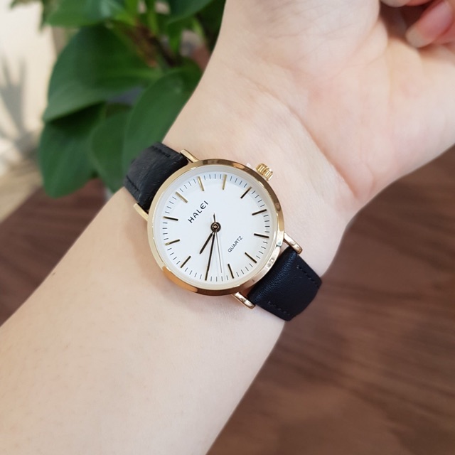 Đồng hồ nam nữ chính hãng Halei mã 541L dây da chống nước tuyệt đối giá rẻ