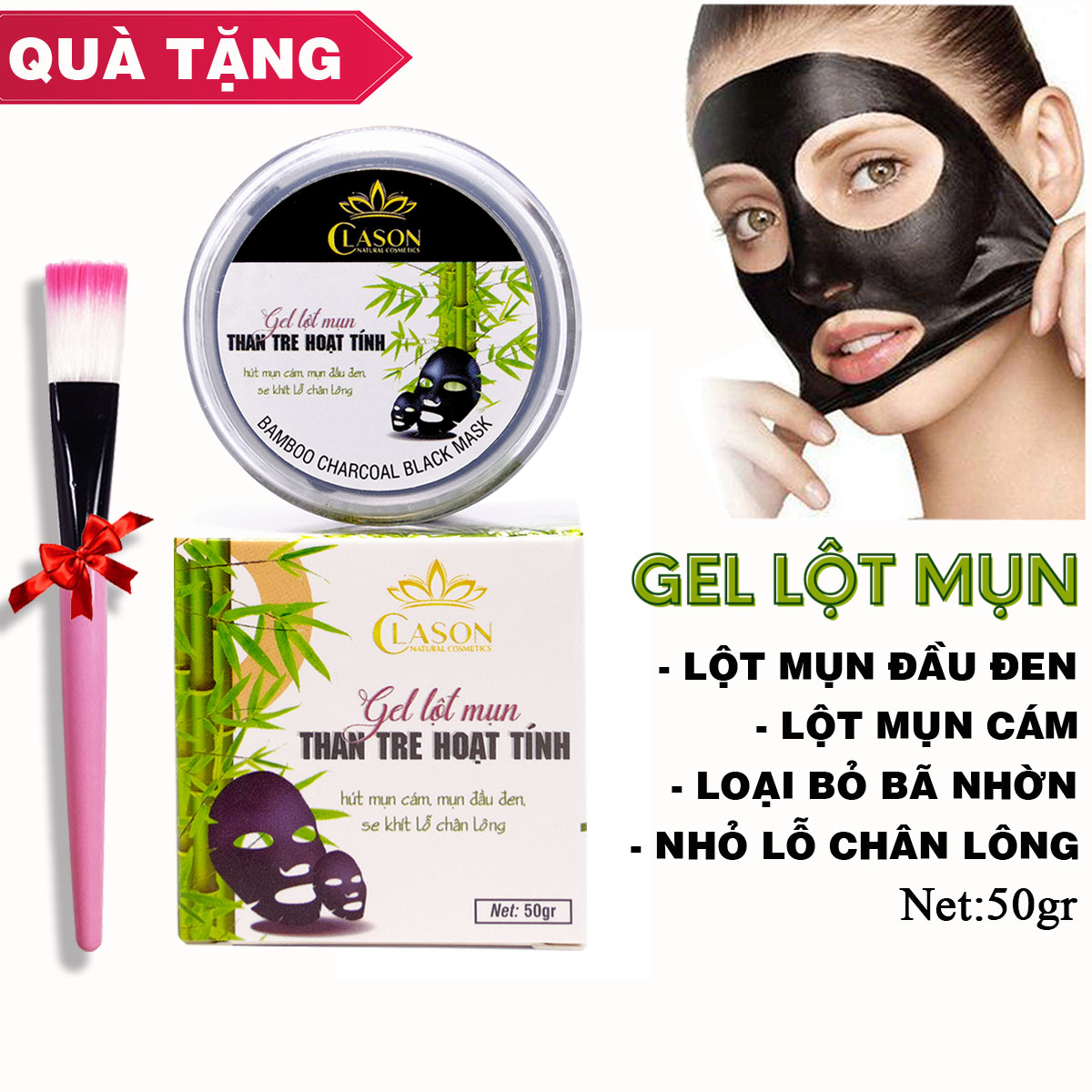 [HCM]Gel lột mụn đầu đen mụn cám than tre hoạt tính CLASON giúp hút sạch mụn đầu đen ở mũi và lột mụn cám mặt