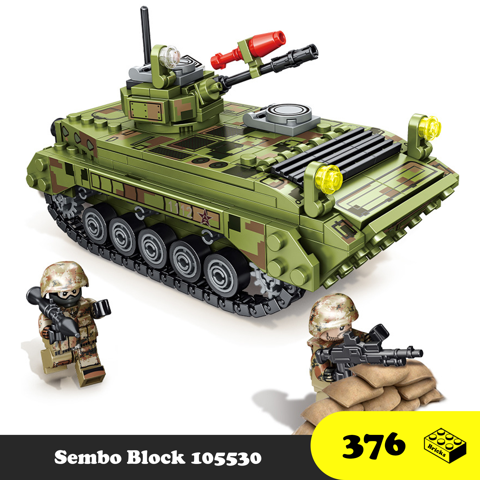 Đồ chơi lắp ráp Tank Quân sự bọc thép thế hệ 86 - Sembo Block 105530 IRON BLOOD RELOAD 86 TYPE CRAWLER INFANTRY CHARIOT