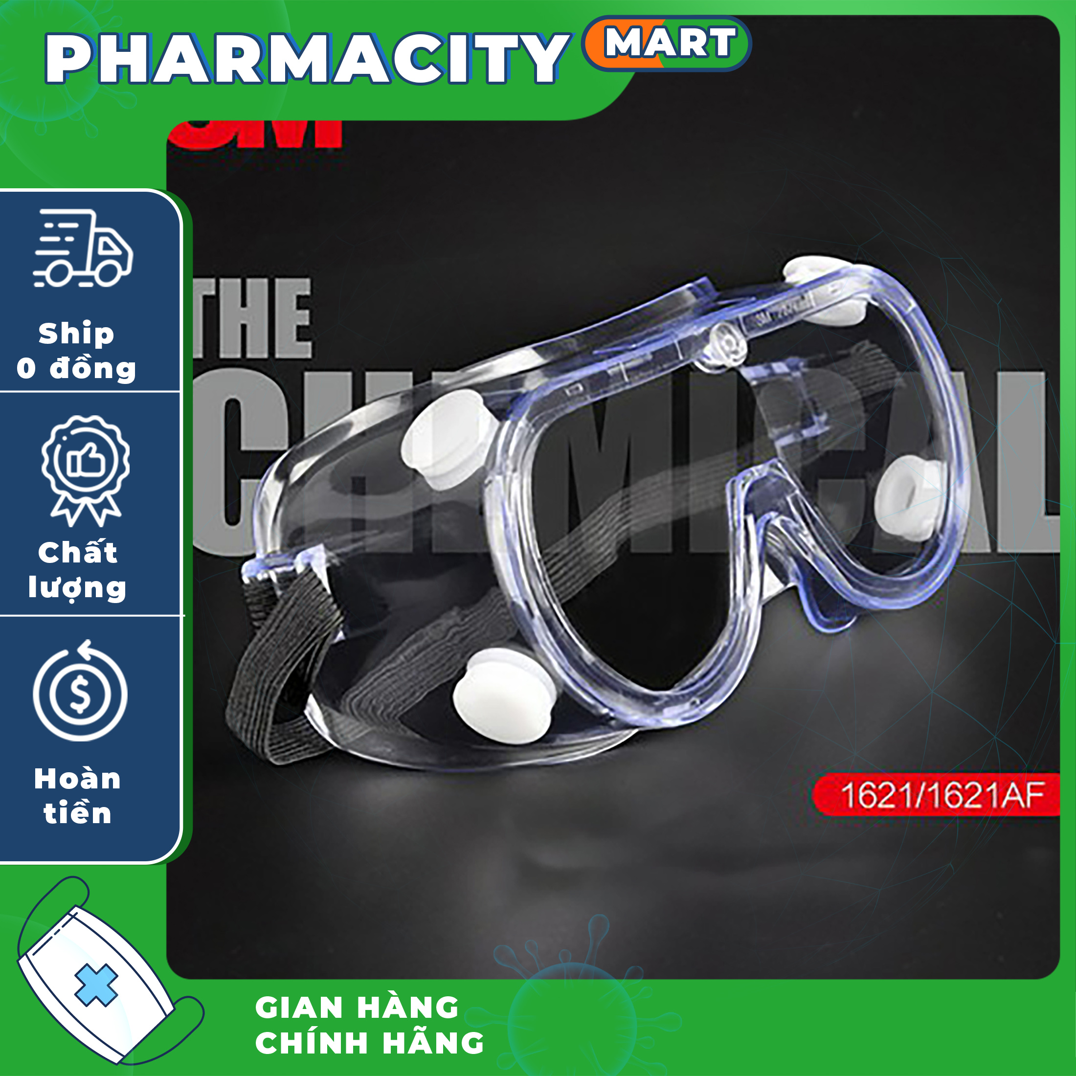 Kính bảo hộ chống hóa chất 3m 1621