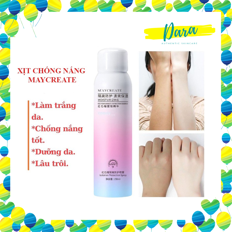 Xịt chống nắng may create 150ml - kem chống nắng mùa hè bảo vệ da, dưỡng trắng - hàng nội địa trung dara authentic