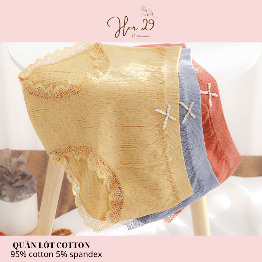Quần lót cotton viền ren mặc mềm mịn thoải mái thoáng mát dễ chịu kiểu dáng basic - QL001 - Her Bra