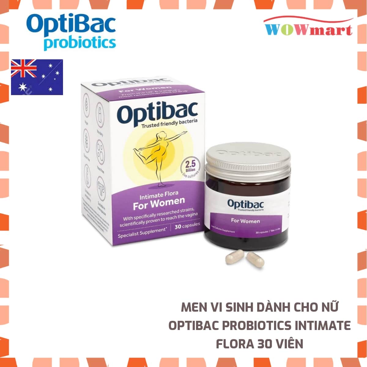 [HCM]Men vi sinh dành cho nữ OptiBac Probiotics Intimate Flora 30 viên - [ANH]