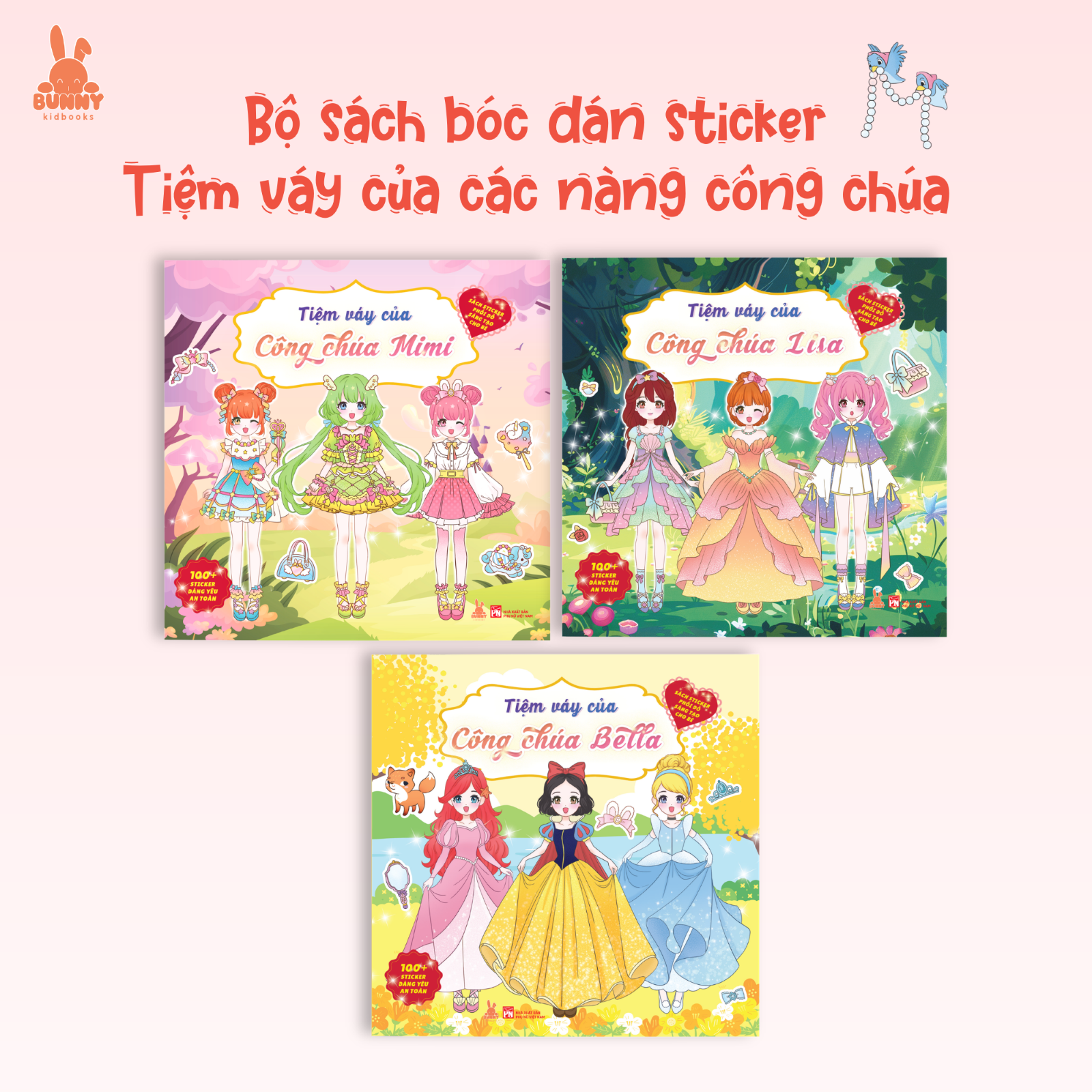 Bộ sách Sticker Tiệm váy của công chúa - Sách sticker phối đồ sáng tạo cho bé
