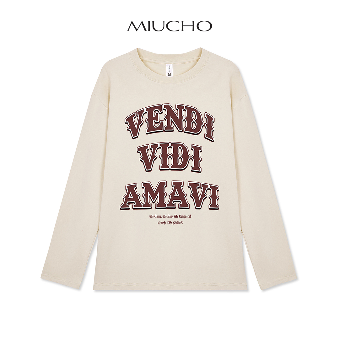 Áo tay dài nữ nhiều màu Miucho AD006 chất cotton co giãn in basic