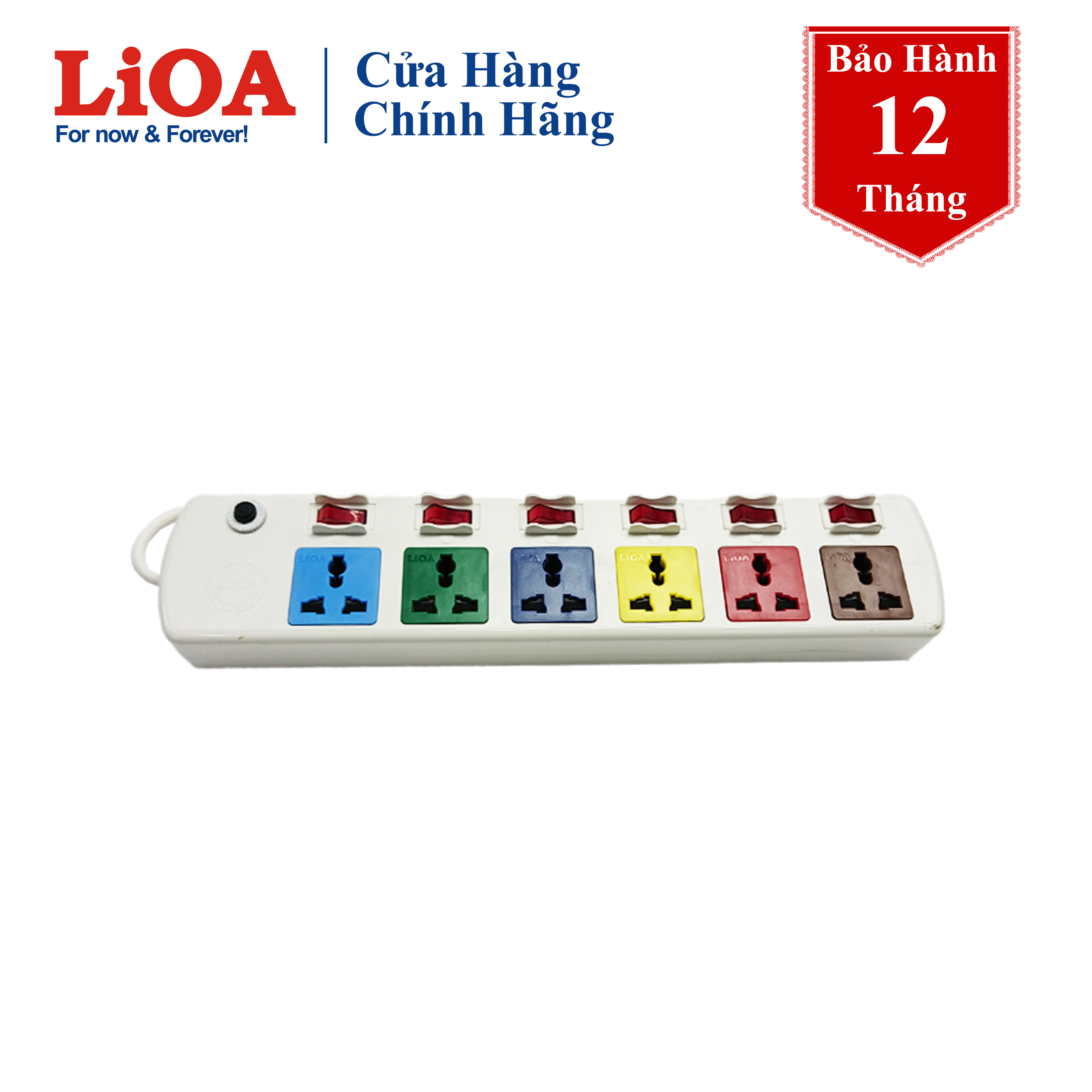 Ổ cắm điện LiOA 6 ổ cắm, 6 công tắc, 3 mét (6DOF33N 6DOF33WN)