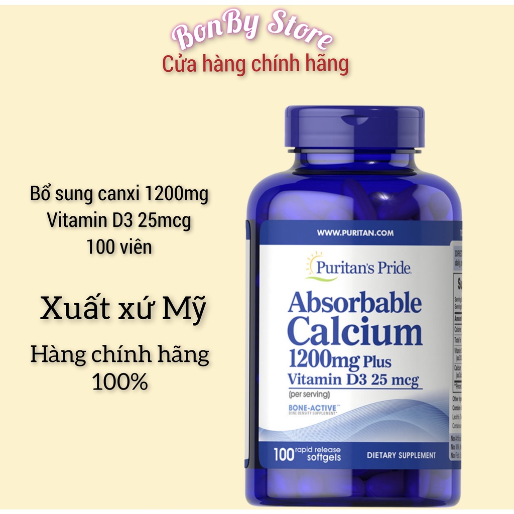 Viên uống bổ sung canxi, hỗ trợ xương khớp Absorbable Calcium 1200mg Plus