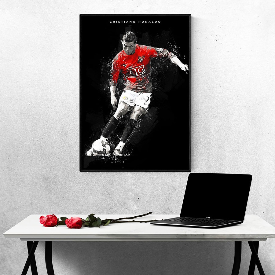 Tranh Laminate Tráng Gương - Tranh Treo Tường Cầu Thủ Bóng Đá Cristiano Ronaldo (Nhiều Mẫu) - Tặng Kèm Đinh Đa Năng Treo Tranh Không Cần Khoan Tường