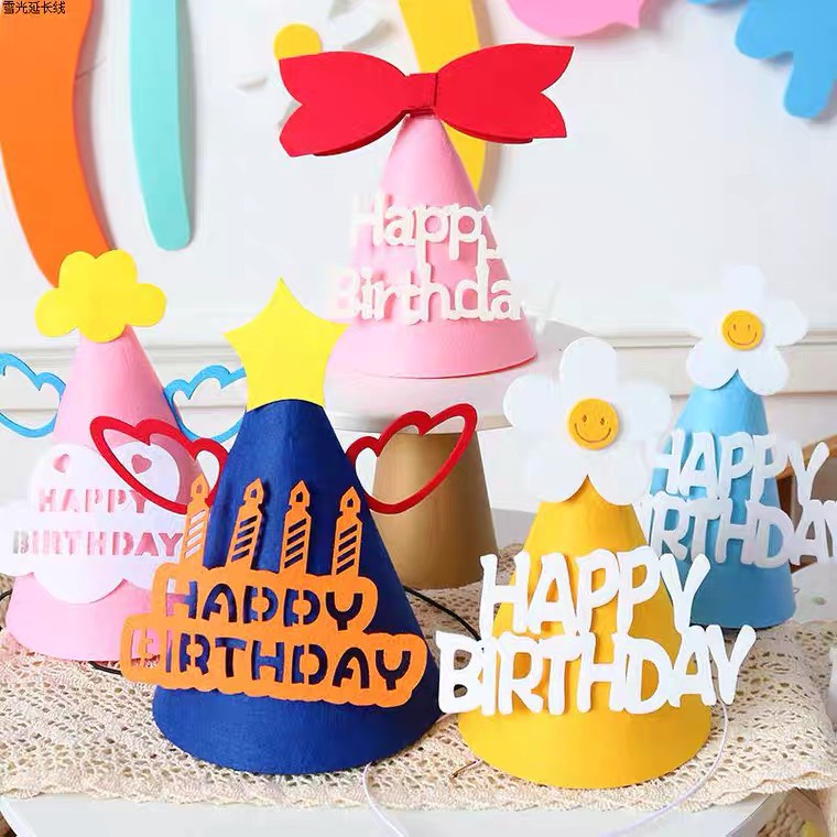 Mũ sinh nhật bằng vải nỉ phong cách Hàn Quốc dễ thương