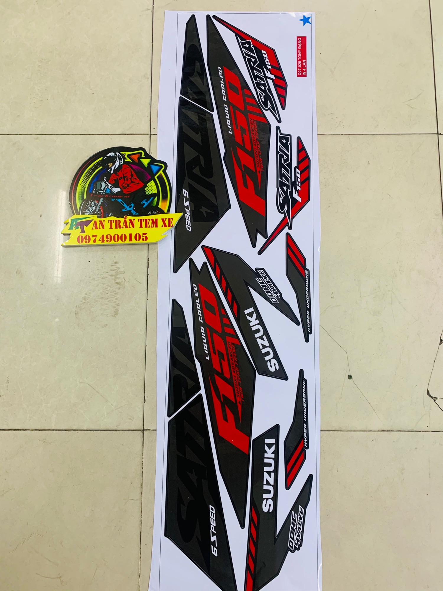 [HCM]Tem rời satria - raider mẫu zin đời mới 3 lớp bóng cao cấp