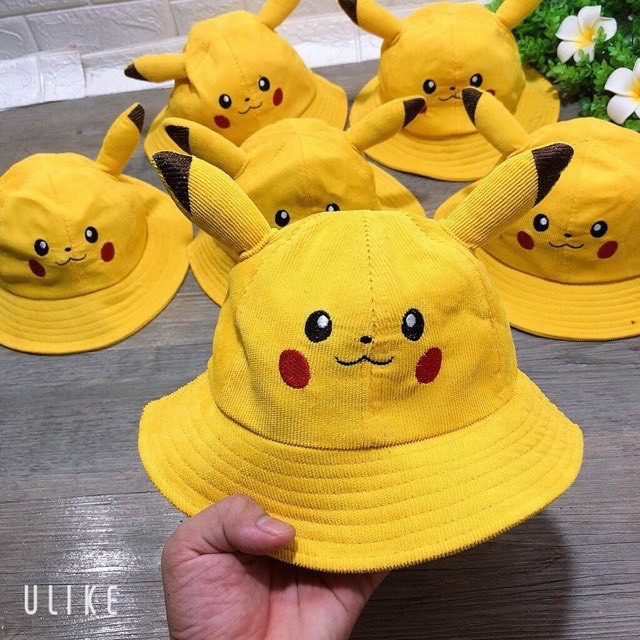 Mũ nón tai bèo Pikachu bé gái bé trai 2-4 tuổi có dây