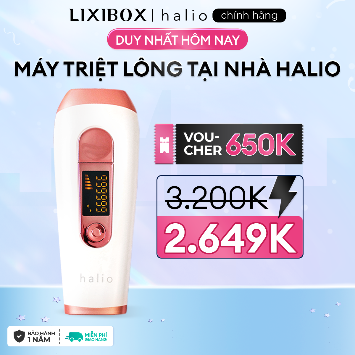 Máy Triệt Lông Vĩnh Viễn Tại Nhà Halio IPL Hair Removal Device 999999 Xung Ánh Sáng