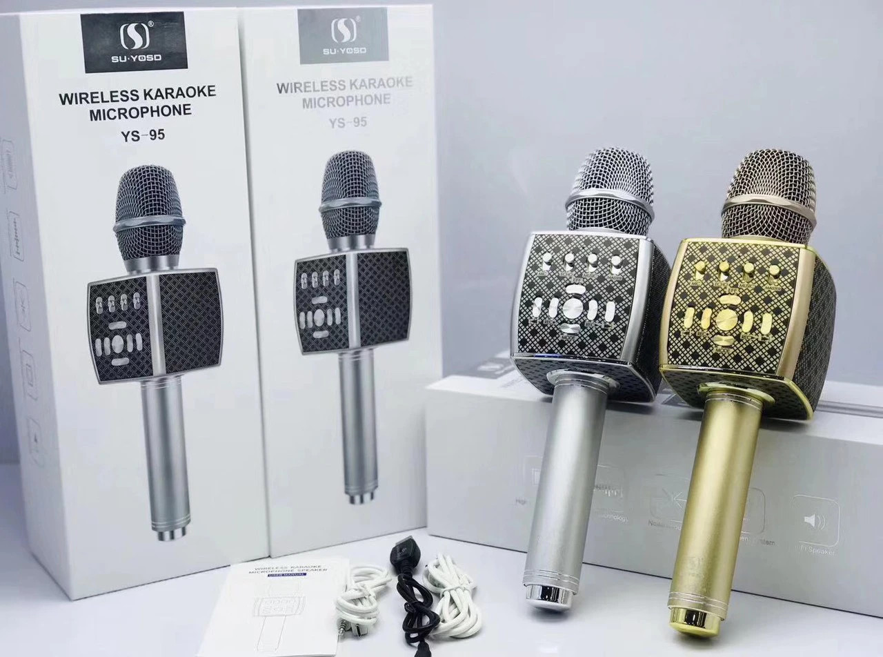 Micro hát karaoke cầm tay kết nối bluetooth kèm loa nghe nhạc mẫu 2023 ys-95 - hút âm tốt, chất lượng âm thanh chuẩn - míc hát du lịch cao cấp