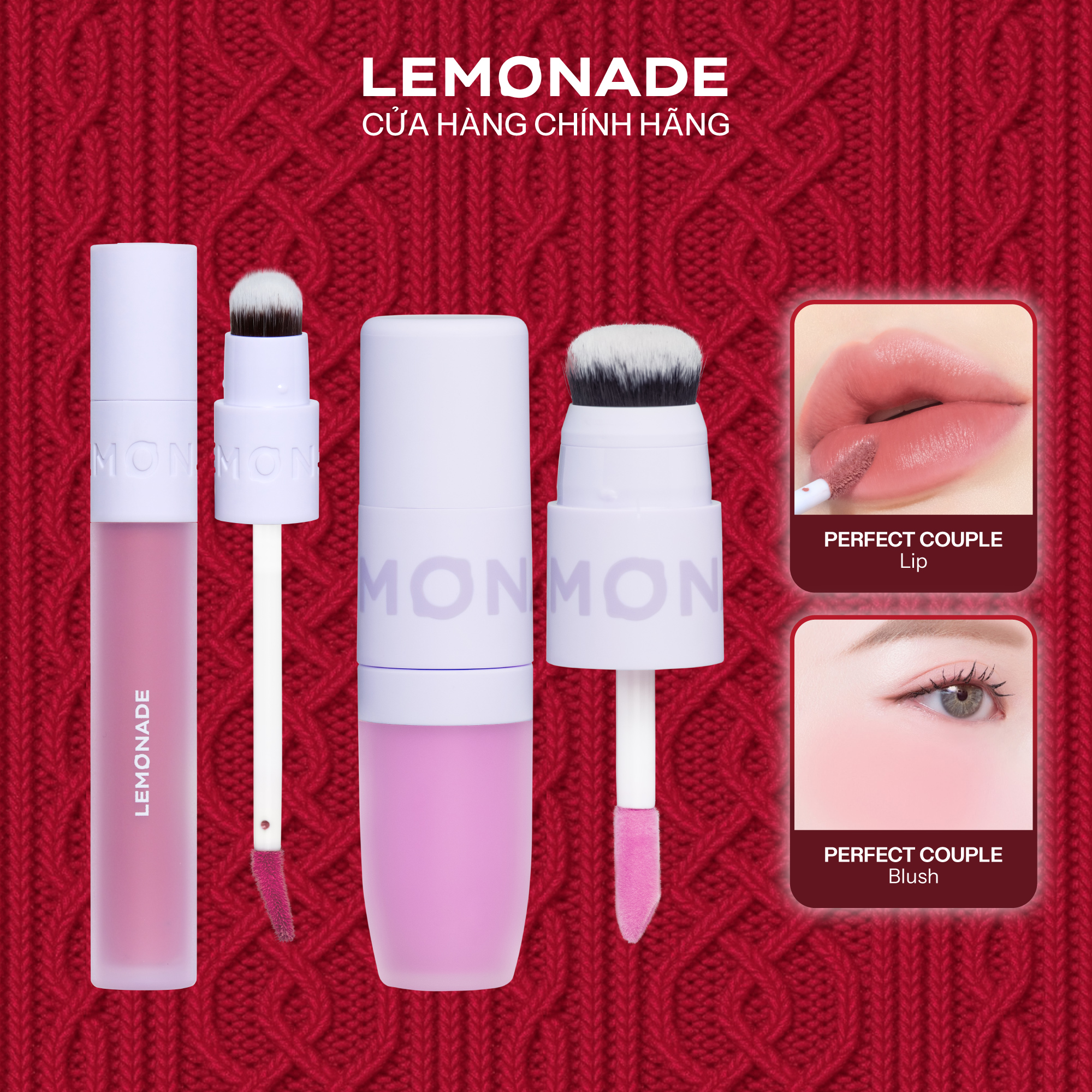  Combo Má kem mịn lì thuần chay Lemonade Perfect Blush 8.5g và Son kem mịn lì thuần chay Lemonade Perfect Couple Lip 3.5g 