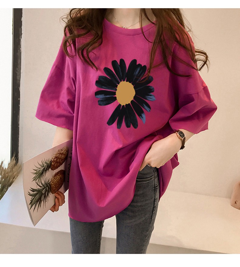 [HCM]Áo Thun Nữ Form Rộng Giấu Quần In Hình Hoa To