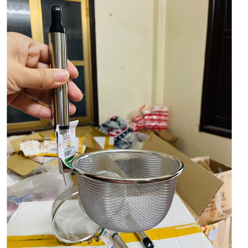 Vợt trụng mì hủ tiếu inox cao cấp Sta Ami Hàn Quốc ST-186 có cán dài cầm không bị nóng, inox không hoen gỉ