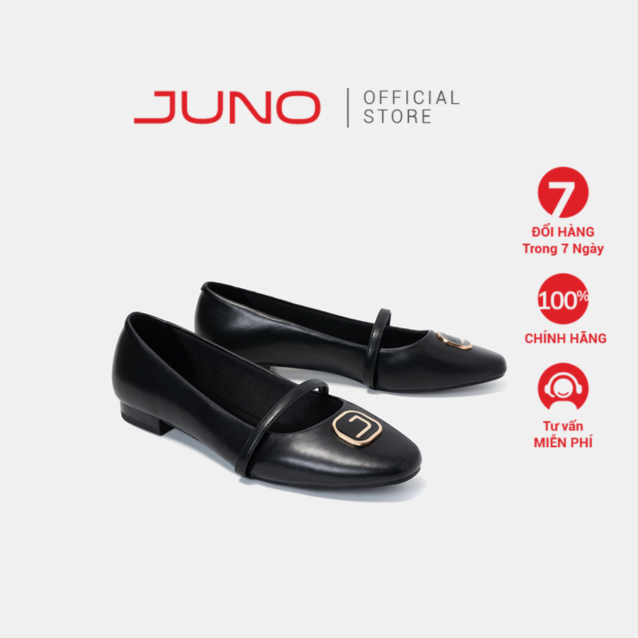 Giày búp bê nữ 3cm thời trang juno khoá trang trí chữ j bb03096