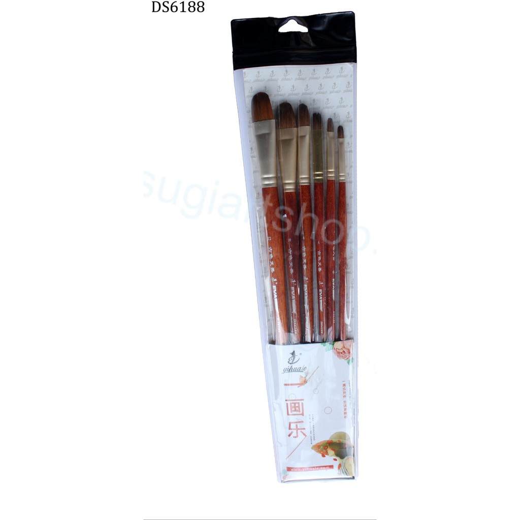 Bộ cọ eval 6188, 6 cây đầu oval