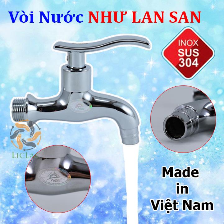 Vòi hồ INOX Như Lan San hàng Cao Cấp sản xuất tại Việt Nam - Vòi máy giặt INOX SUS 304 nguyên khối - Vòi nước rửa tay - LICLAC