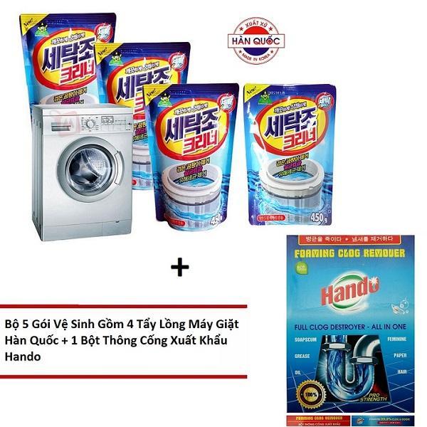 [HCM]Mua 4 gói tẩy lồng máy giặt hàn quốc siêu sạch Sandokkaepi tặng gói Bột thông cống xuất khẩu Hando PNS358