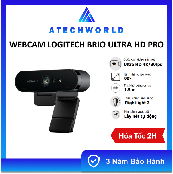  Webcam Logitech BRIO ULTRA HD Pro 4K - Hàng Chính Hãng - BH 3 năm - Có Xuất VAT 
