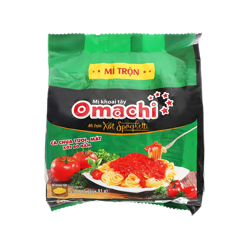Combo 5 gói mì trộn Omachi xốt Spaghetti gói 91g