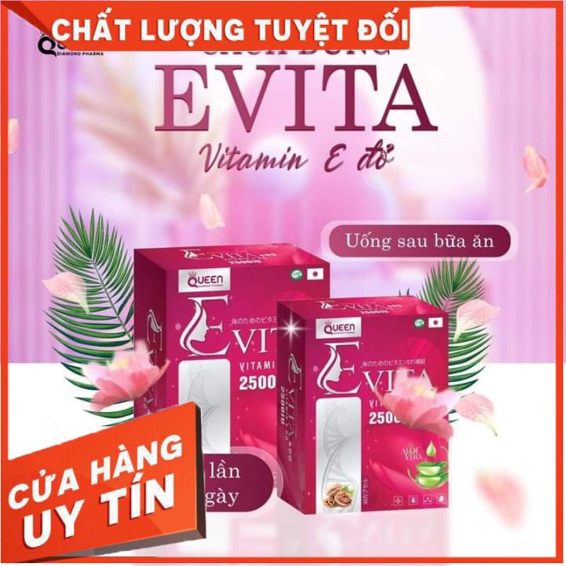 Hộp 30V Viên Vitamin E Đỏ 2500IU Evita Sáng Da , Chống Lão Hóa , Mờ Sạm Nám , Thâm Mụn , Dụng Cụ Chă