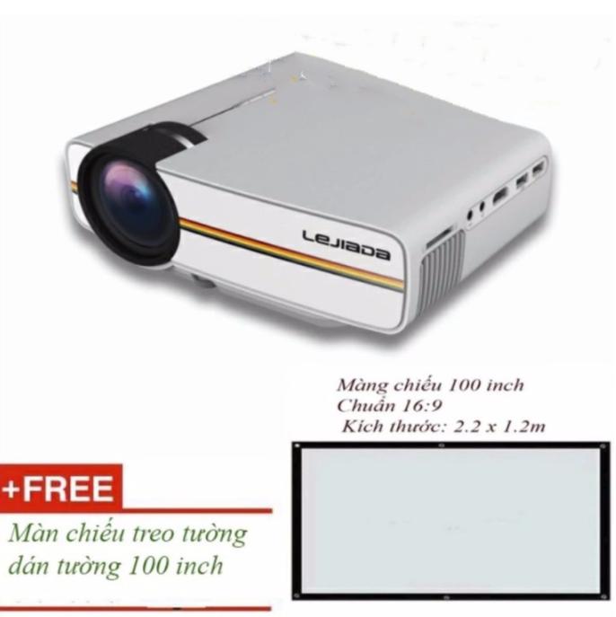 Smart1688 máy chiếu mini yg 400 hd 1080 + tặng màn chiếu dán tường 100 inch