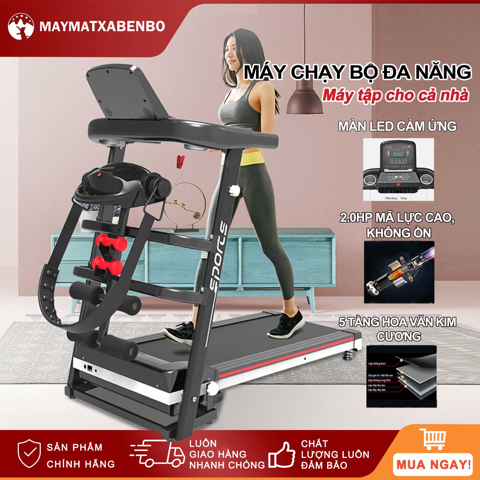 [HCM]Máy chạy bộ điện đa chức năng tại nhà chạy giảm cân thon gọn máy chạy bộ gia dụng