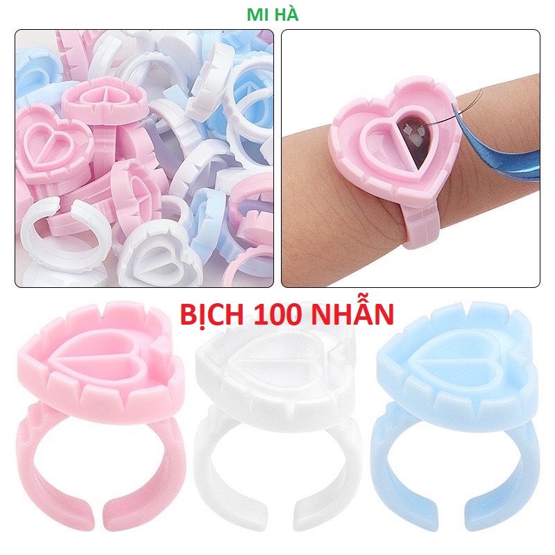 100 nhẫn trái tim đựng keo nối mi _nhẫn 2 ngăn_nút tạo fan_nút đựng keo 2 ngăn_nhẫn đựng keo nối mi,nhẫn đỗ mực phun xăm_phụ liệu mi hà