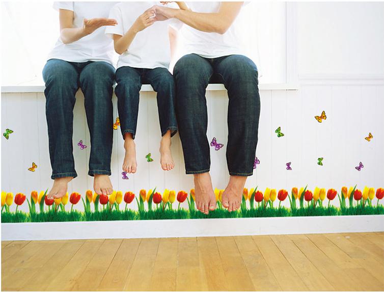 Decal trang trí chân tường Hoa Tulip lớn-K3