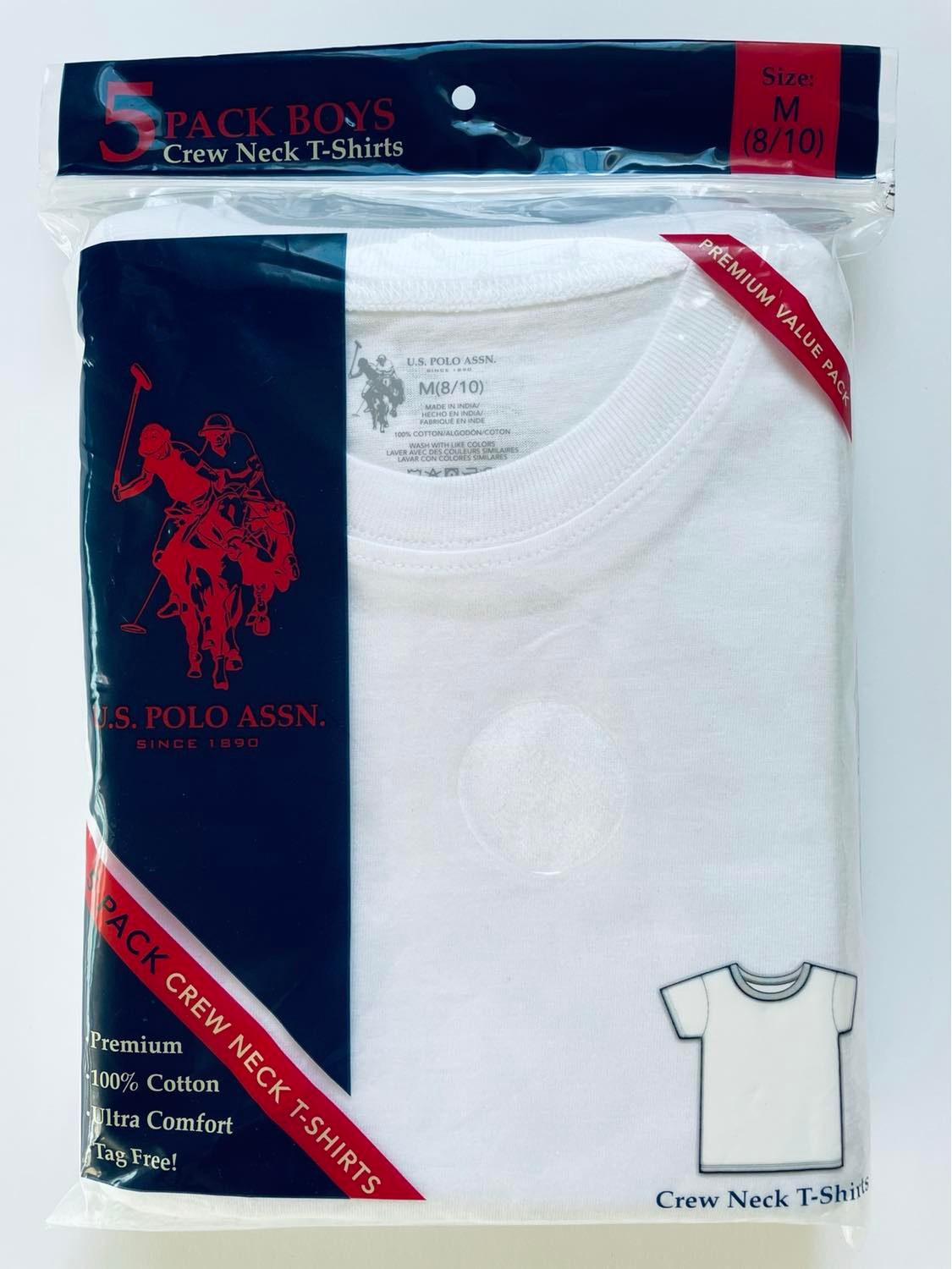 Áo thun trắng us polo assn. size xl - pack 5 cái - hàng mỹ