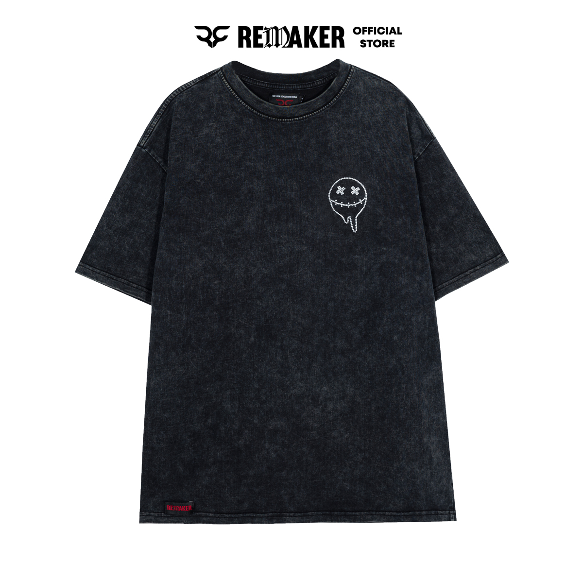 Áo thun unisex remaker bling smile tee oversize nam nữ tay lỡ - washed - local brand chính hãng