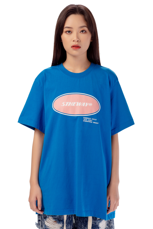 5theway® /oval/ square tee™ in indigo aka áo thun xanh dương tay ngắn